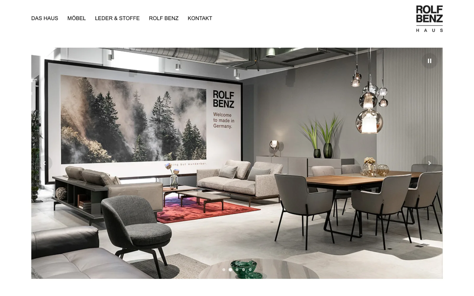 Rolf Benz Haus Berlin website with furniture collection and consultation request
